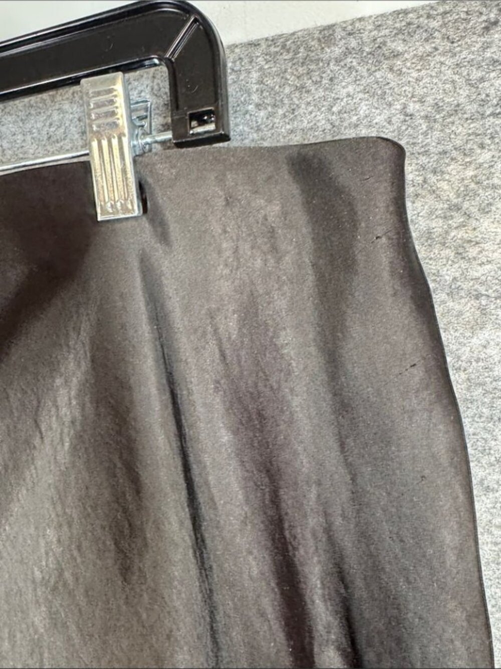 Maison d'Amelie Black Satin A Line Skirt XL Minimalist Slip Midi Festival Chic - Picture 3 of 12
